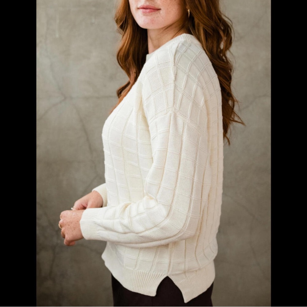 ABLE  Haley Textured Sweater antique white  XXS $148 msrp